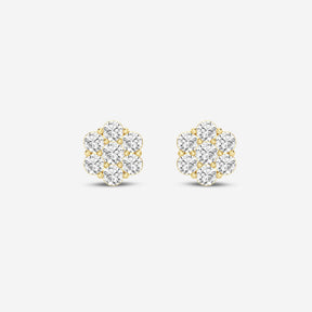 Round Flower Shape 1.00CT Lab Diamond Stud Earrings