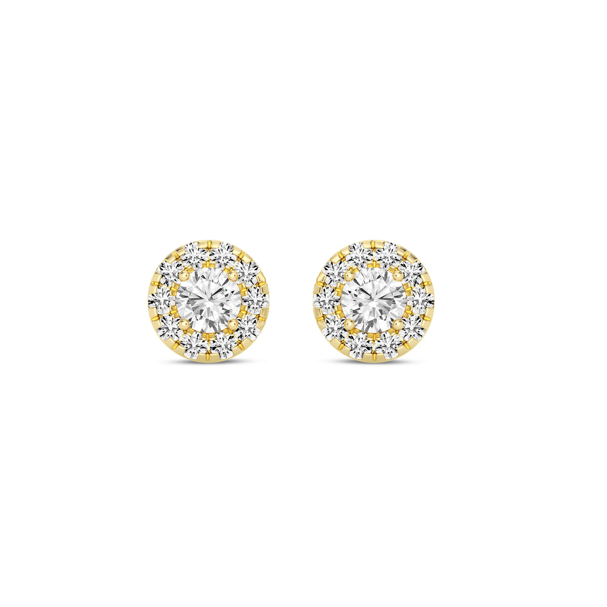 Round Halo 0.77CT Lab Diamond Stud Earrings