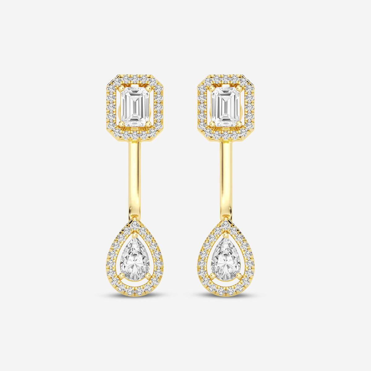 Emerald / Pear 3.14CT Lab Diamond Stud Earrings