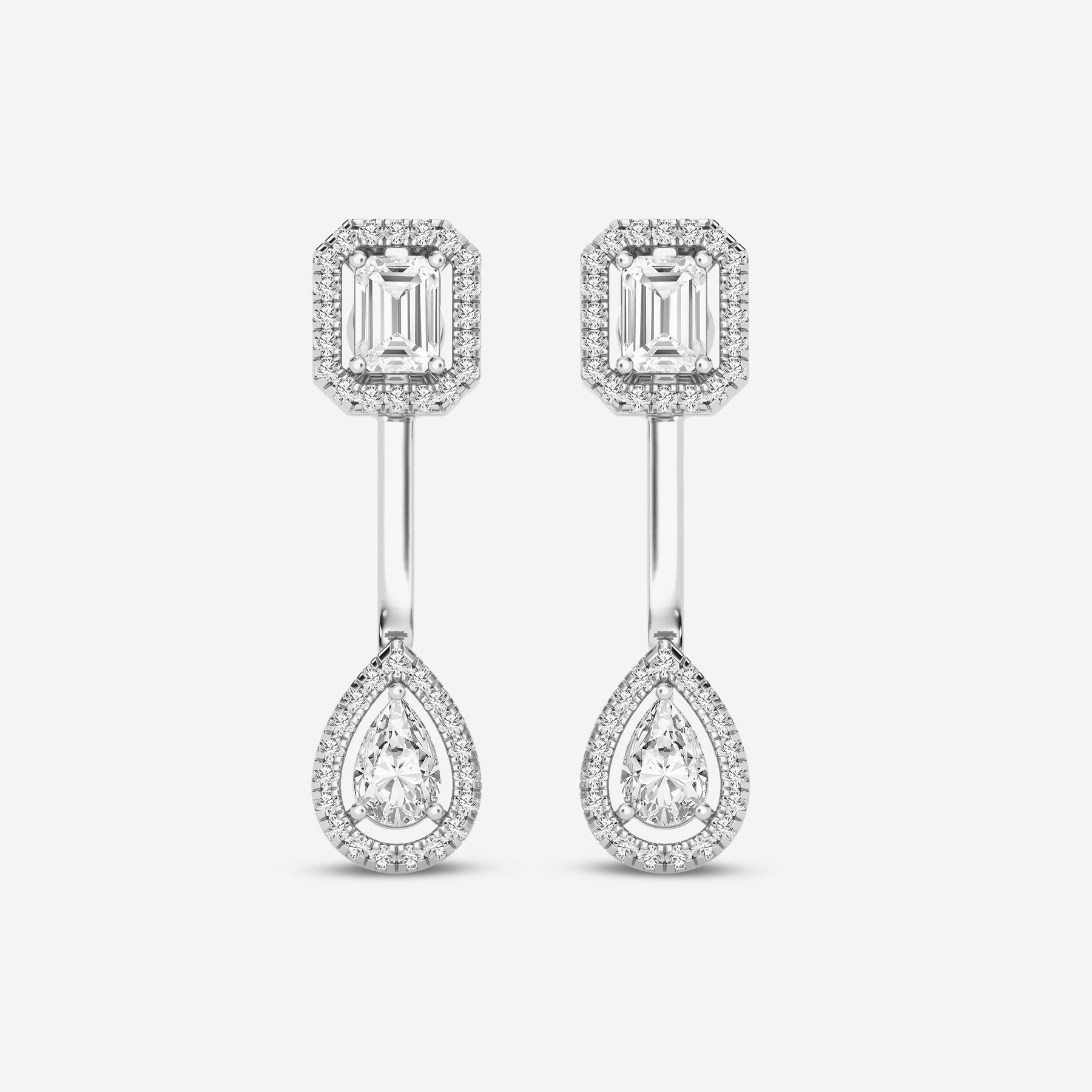 Emerald / Pear 3.14CT Lab Diamond Stud Earrings