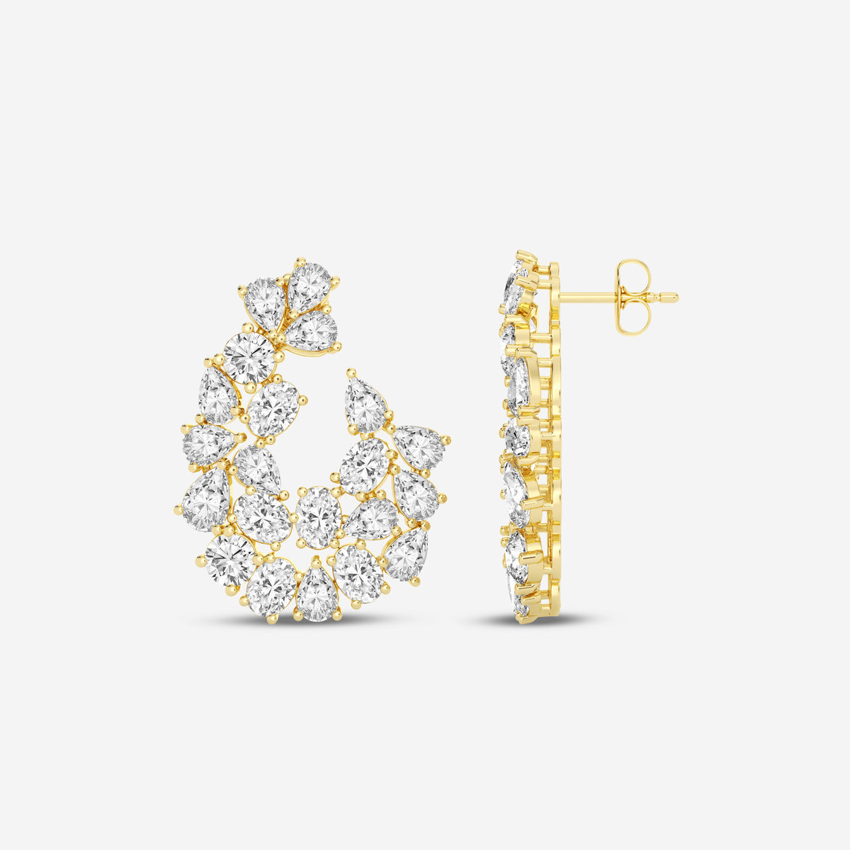 Unique Oval / Pear 10.86CT Lab Diamond Stud Earrings