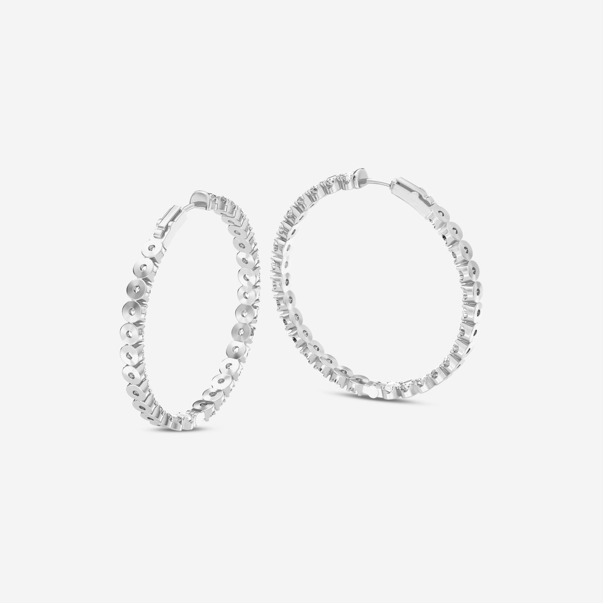 Round 2.77 CT Lab Diamond Hoop (half outside/Half inside) Earrings