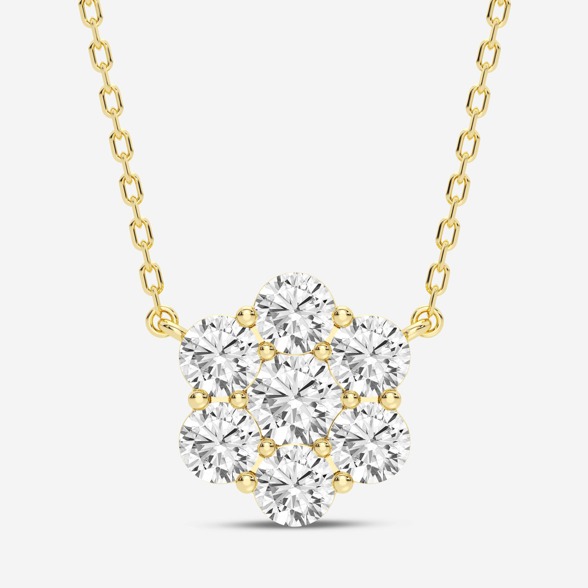 Round Flower Shape 0.22CT Lab Diamond Necklace