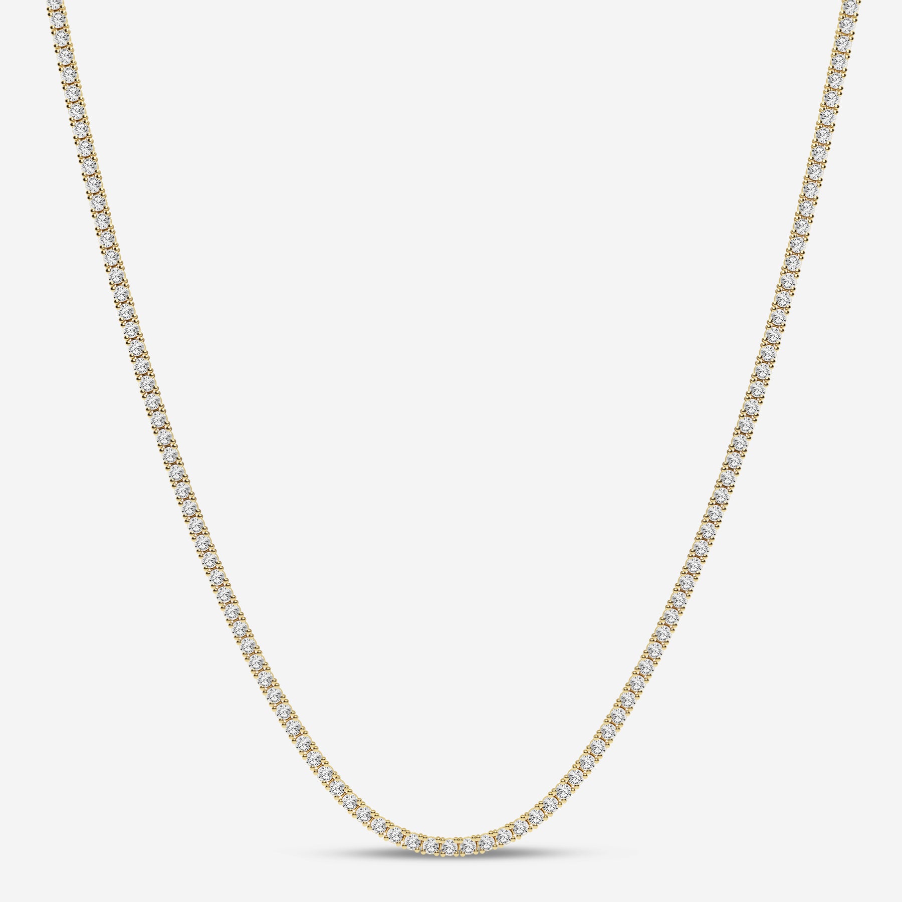 14KT YG 6.96ct Round Lab Grown Diamond Tennis Necklace
