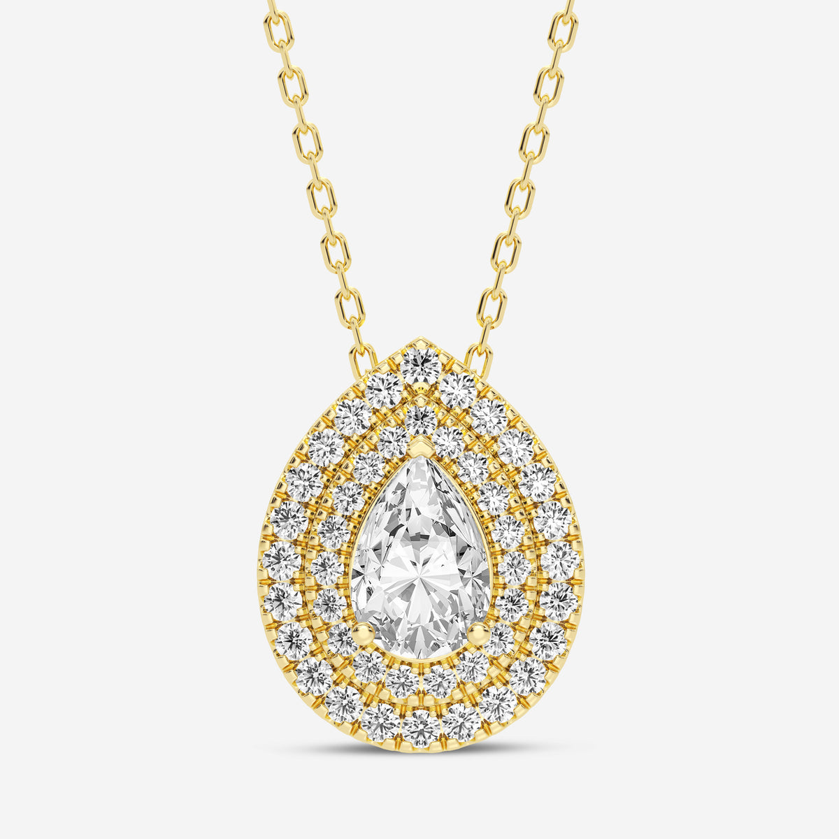 Pear Double Halo 0.66CT Lab Diamond Pendant