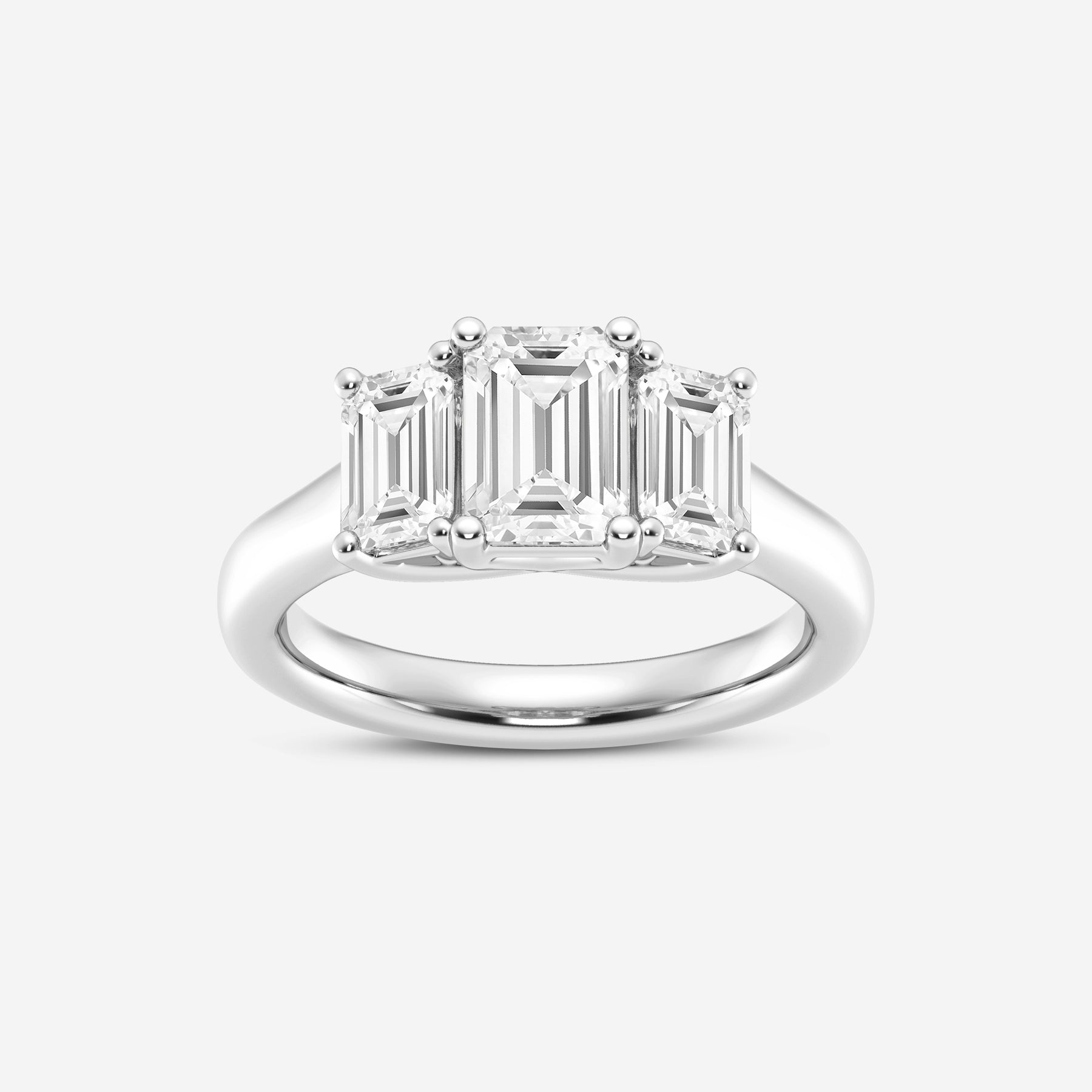 Three Stone Emerald Cut Lab Diamond Ring