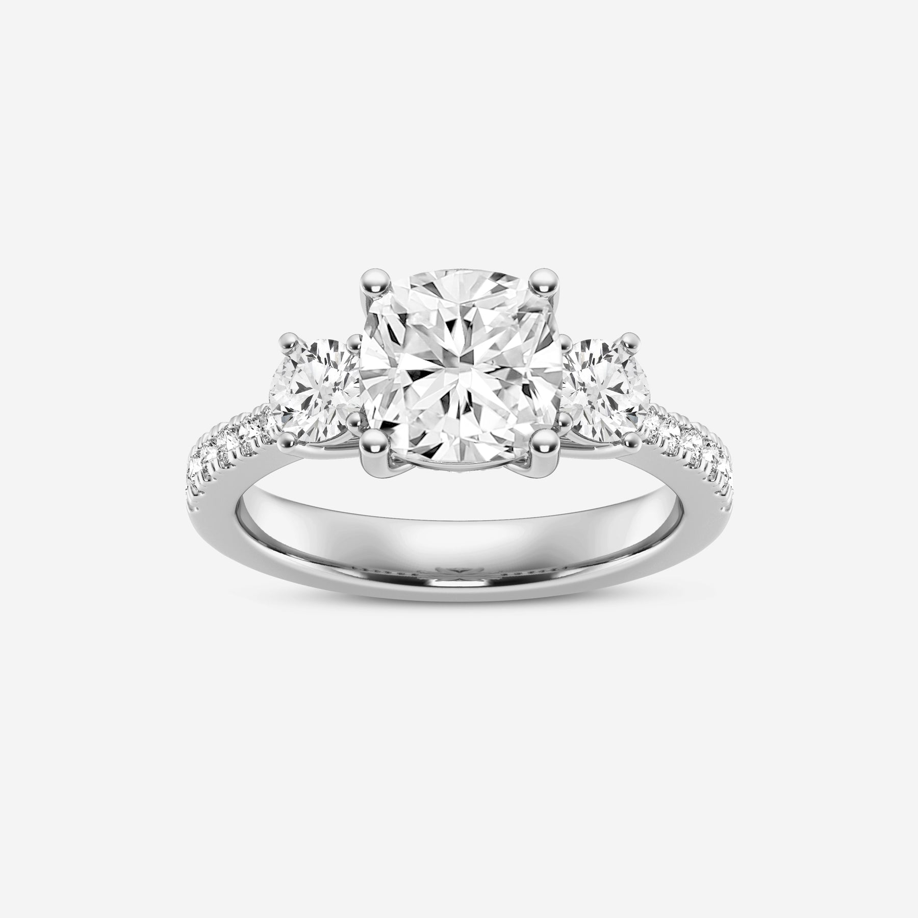 Cushion Lab Diamond Three Stone Ring