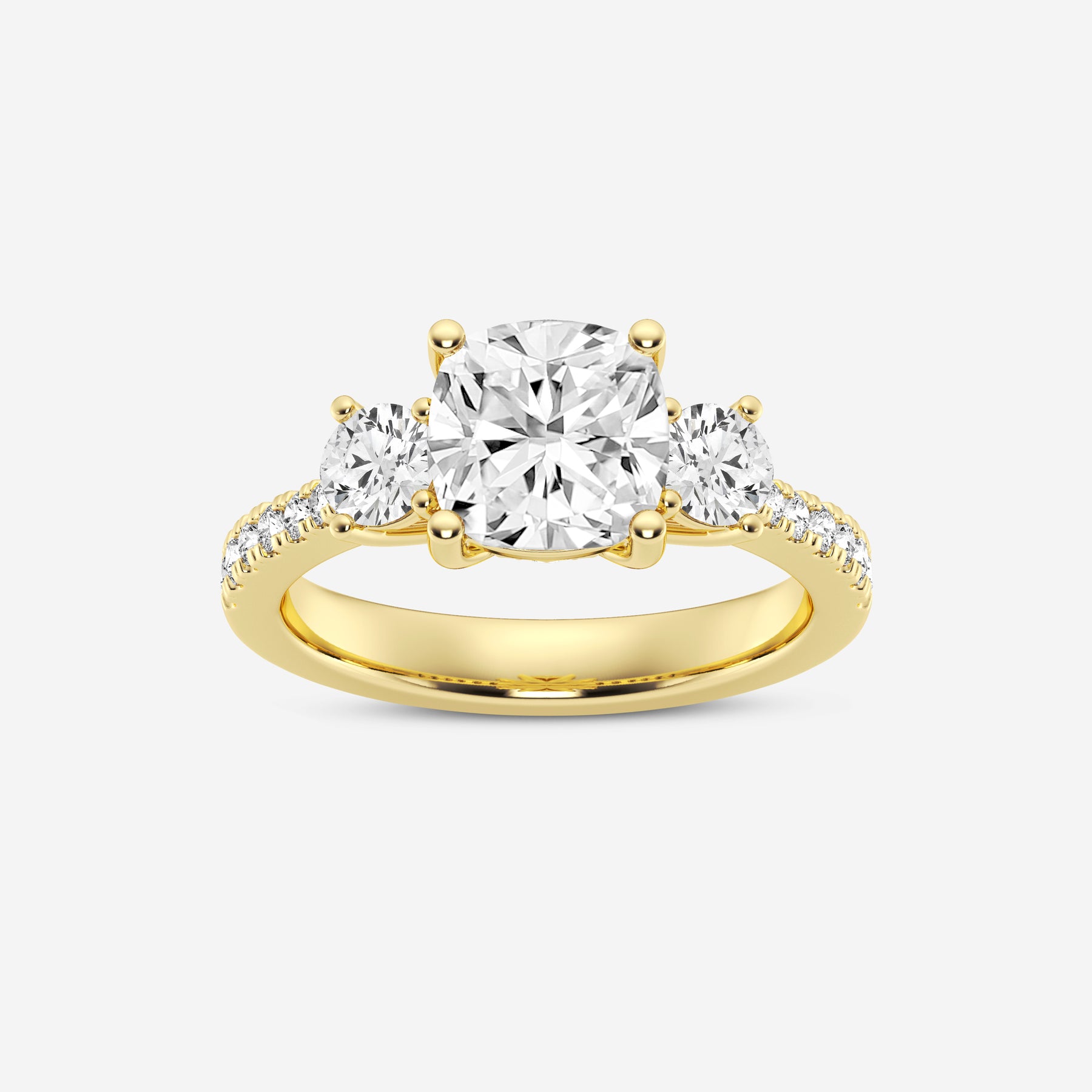 Cushion Lab Diamond Three Stone Ring