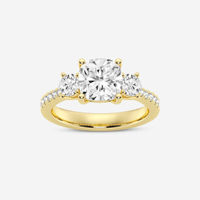 Cushion Lab Diamond Three Stone Ring