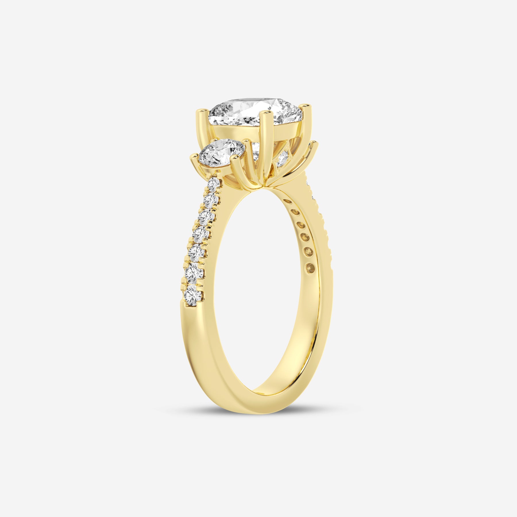 Cushion Lab Diamond Three Stone Ring