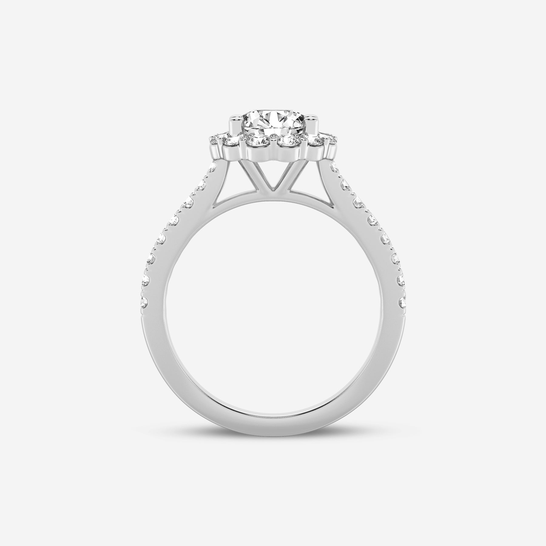 Round Halo Flower Lab Diamond Ring