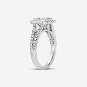 Halo Emerald Cut Double Shank Lab Diamond Ring