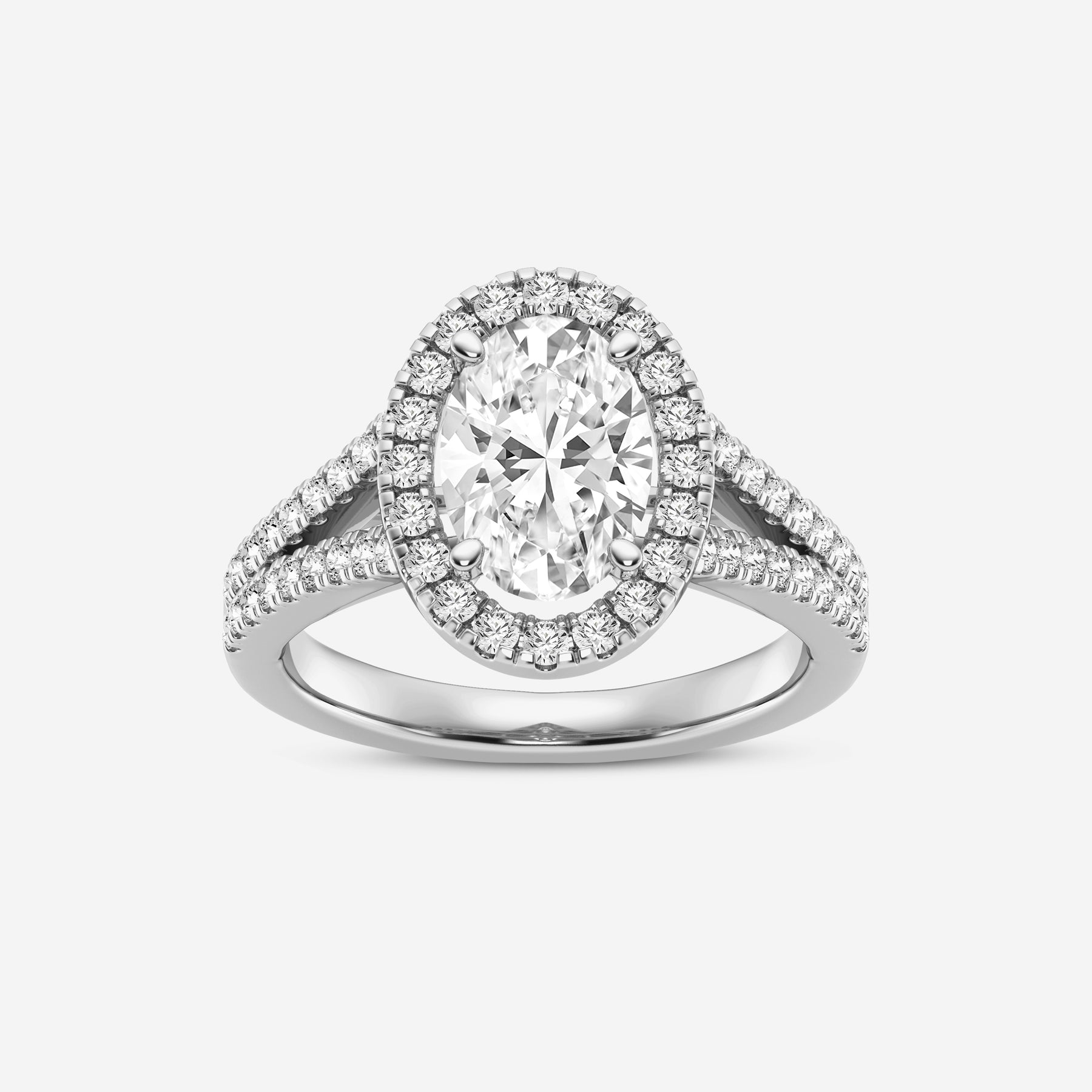 Oval Halo Double Shank Lab Diamond Ring