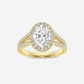 Oval Halo Double Shank Lab Diamond Ring