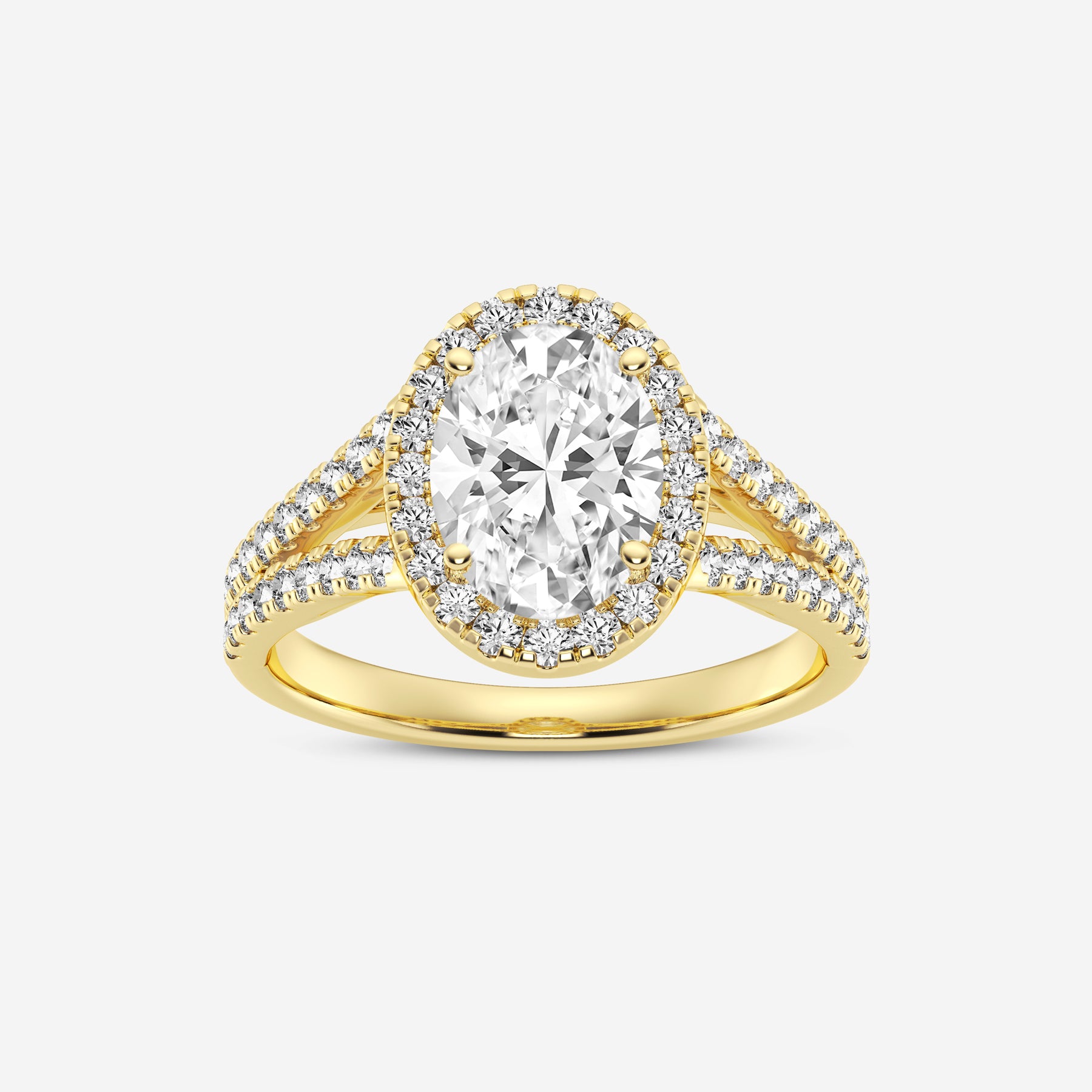 Oval Halo Double Shank Lab Diamond Ring