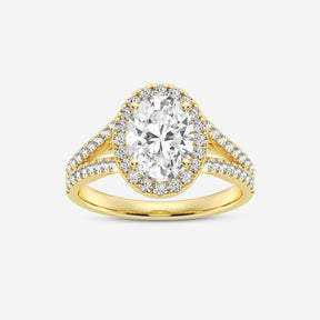 Oval Halo Double Shank Lab Diamond Ring