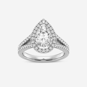 Halo Pear Double Shank Lab Diamond Ring