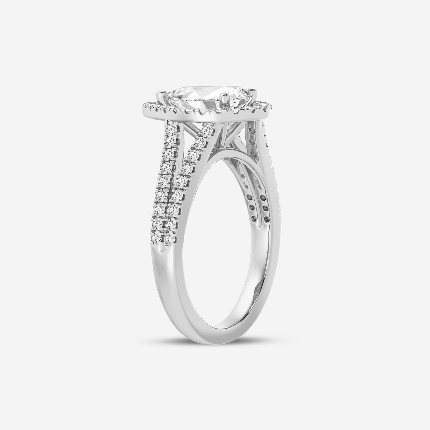 Halo Pear Double Shank Lab Diamond Ring